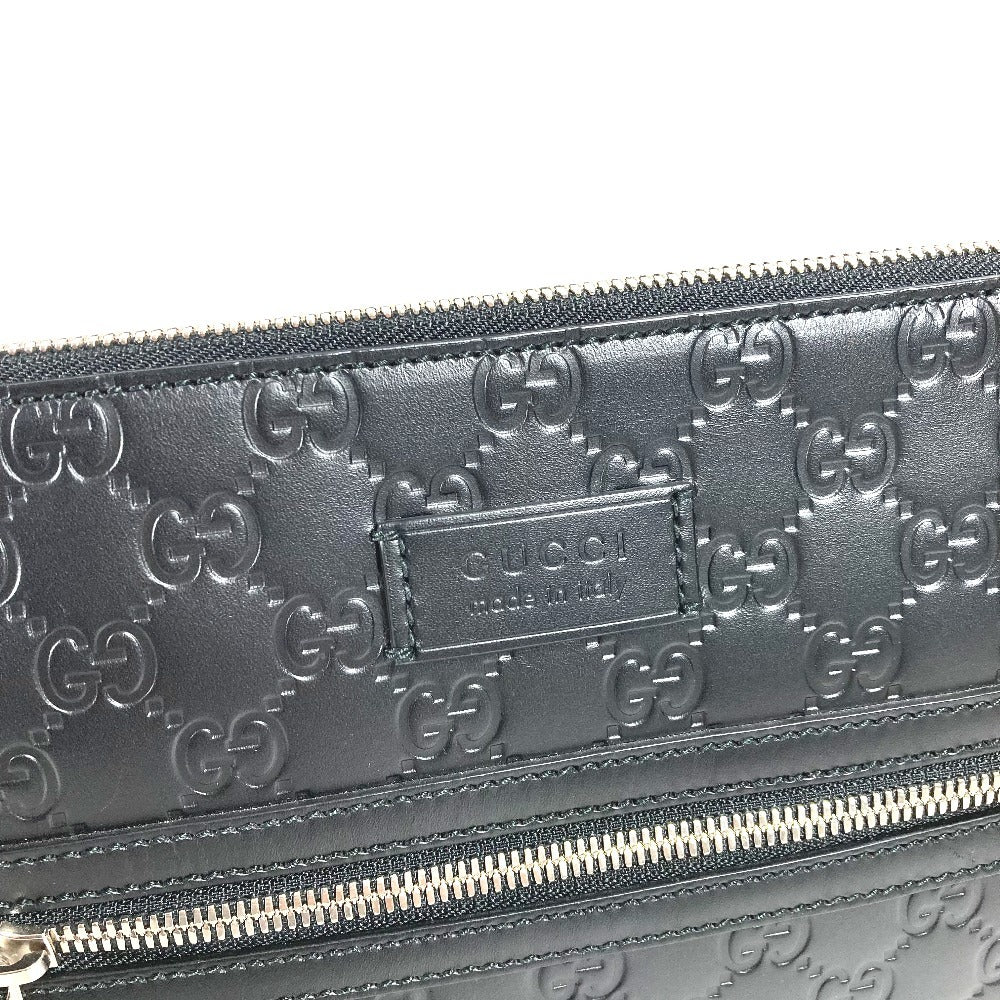 GUCCI 406410 GG Embossed Guccissima Logo Bag Crossbody Pouch Shoulder Bag Shima Leather Unisex Black