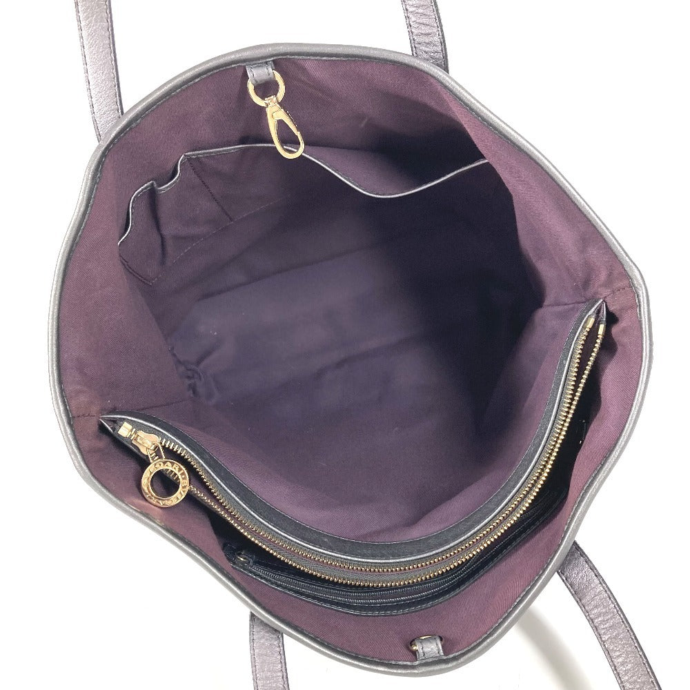 BVLGARI Collezione S.Bulgari Logo Handbag Tote Shoulder Bag Leather Unisex Metallic