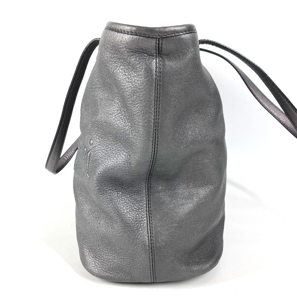 BVLGARI Collezione S.Bulgari Logo Handbag Tote Shoulder Bag Leather Unisex Metallic
