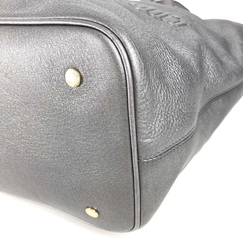 BVLGARI Collezione S.Bulgari Logo Handbag Tote Shoulder Bag Leather Unisex Metallic