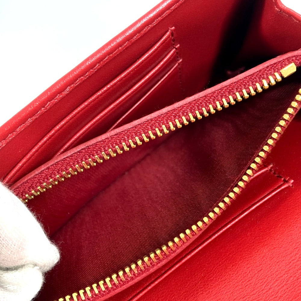 PRADA 1M1437 Shoulder Bag, Shoulder Wallet, Logo, Quilted, Long Wallet, Wallet Bag, Long Wallet, Nylon, Unisex, Red