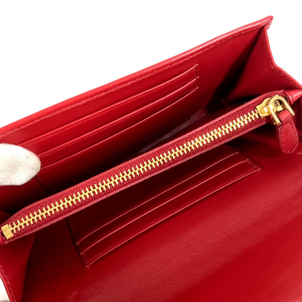 PRADA 1M1437 Shoulder Bag, Shoulder Wallet, Logo, Quilted, Long Wallet, Wallet Bag, Long Wallet, Nylon, Unisex, Red