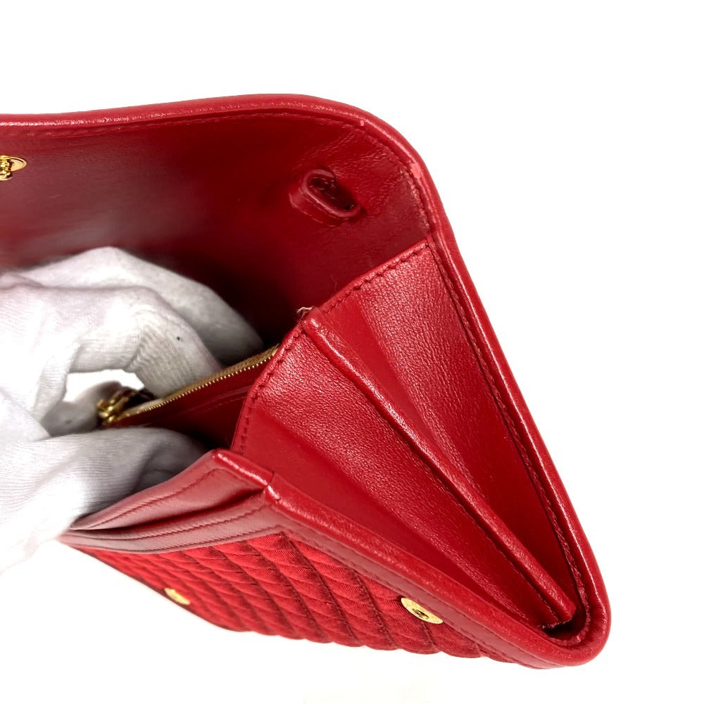 PRADA 1M1437 Shoulder Bag, Shoulder Wallet, Logo, Quilted, Long Wallet, Wallet Bag, Long Wallet, Nylon, Unisex, Red