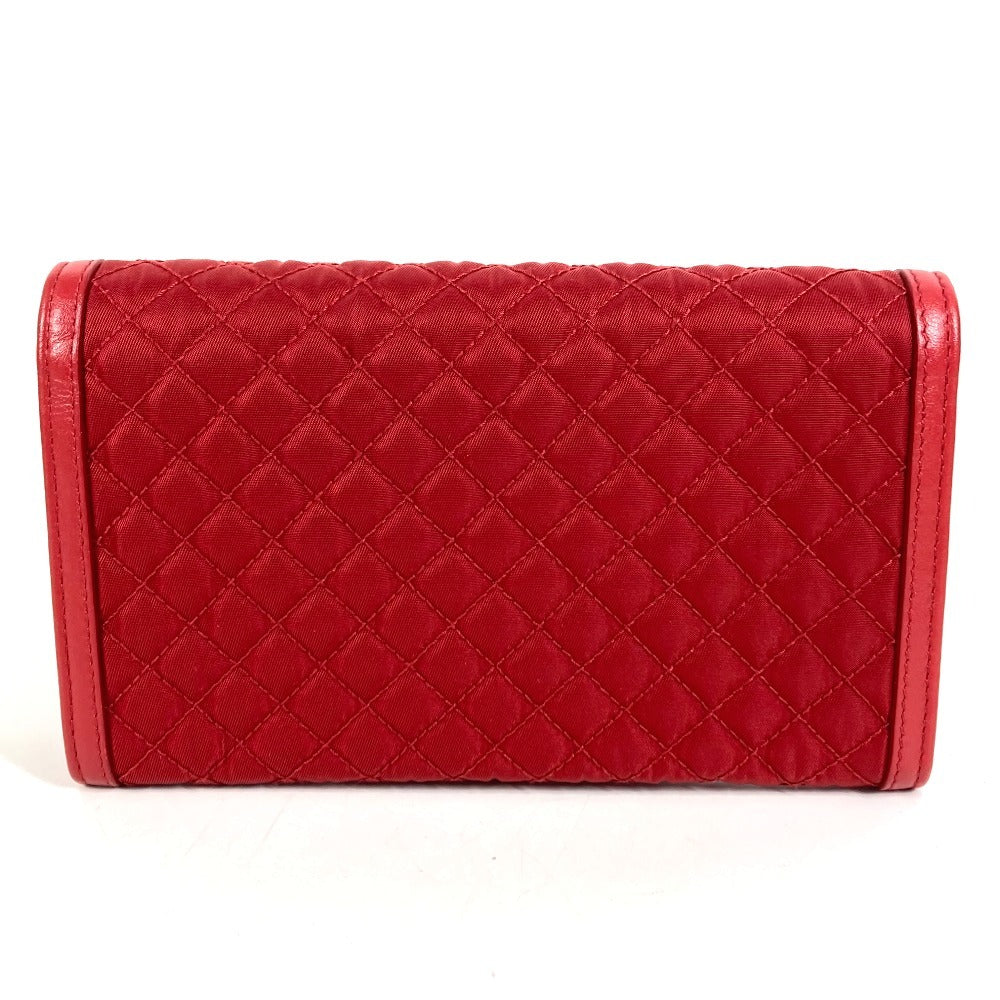 PRADA 1M1437 Shoulder Bag, Shoulder Wallet, Logo, Quilted, Long Wallet, Wallet Bag, Long Wallet, Nylon, Unisex, Red