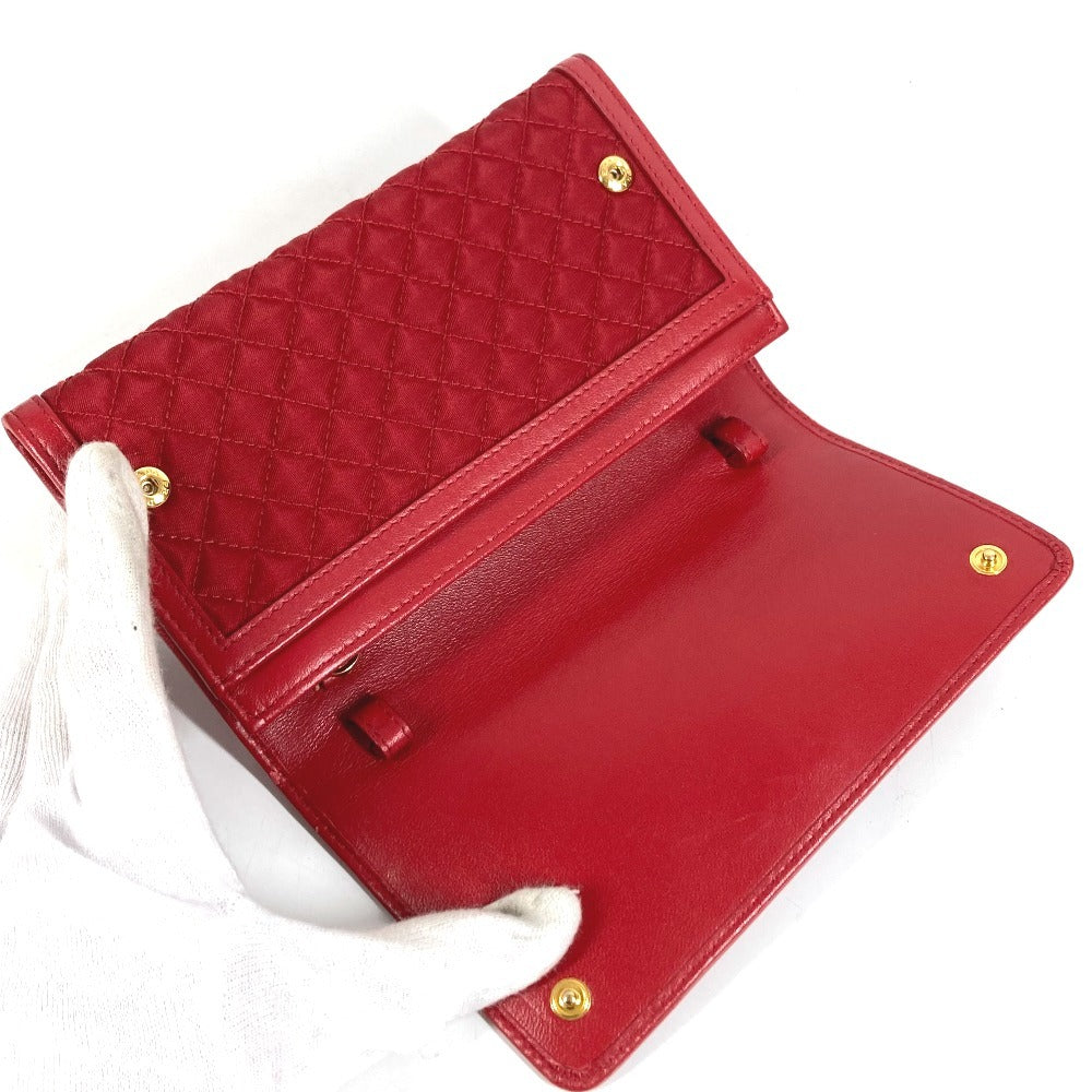 PRADA 1M1437 Shoulder Bag, Shoulder Wallet, Logo, Quilted, Long Wallet, Wallet Bag, Long Wallet, Nylon, Unisex, Red