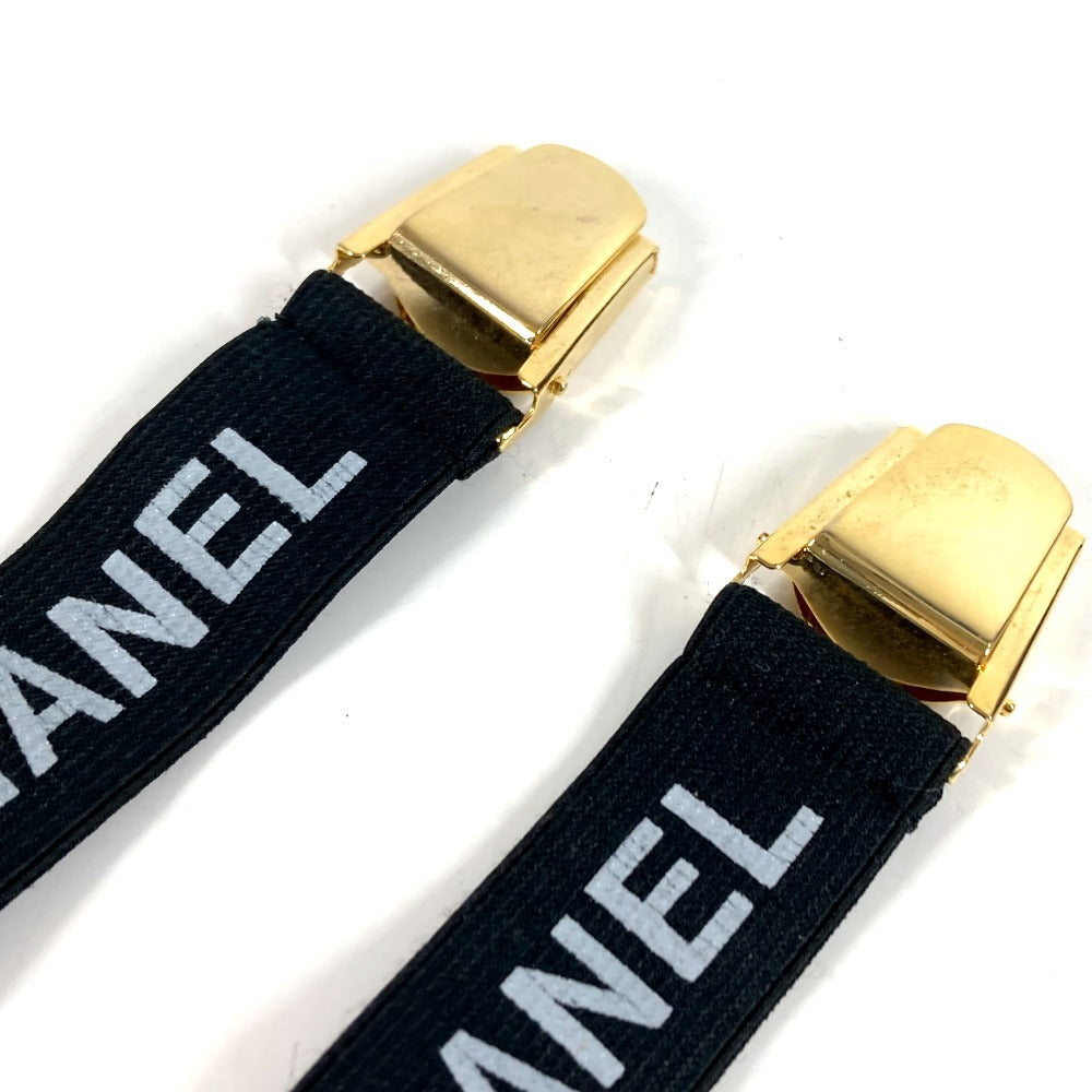 CHANEL ロゴ ヴィンテージ アームバンド 2つ セット ペア アクセサリー 袖止め 袖止め ベルト ゴム レディース ブラック