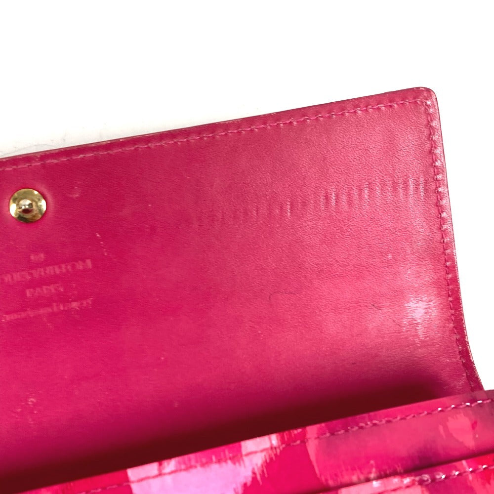 LOUIS VUITTON M90022 モノグラムイカットフラワー ポルトフォイユサラ ロングウォレット フラップ 花柄 長財布 エナメル ユニセックス ローズアンディアンピンク ピンク
