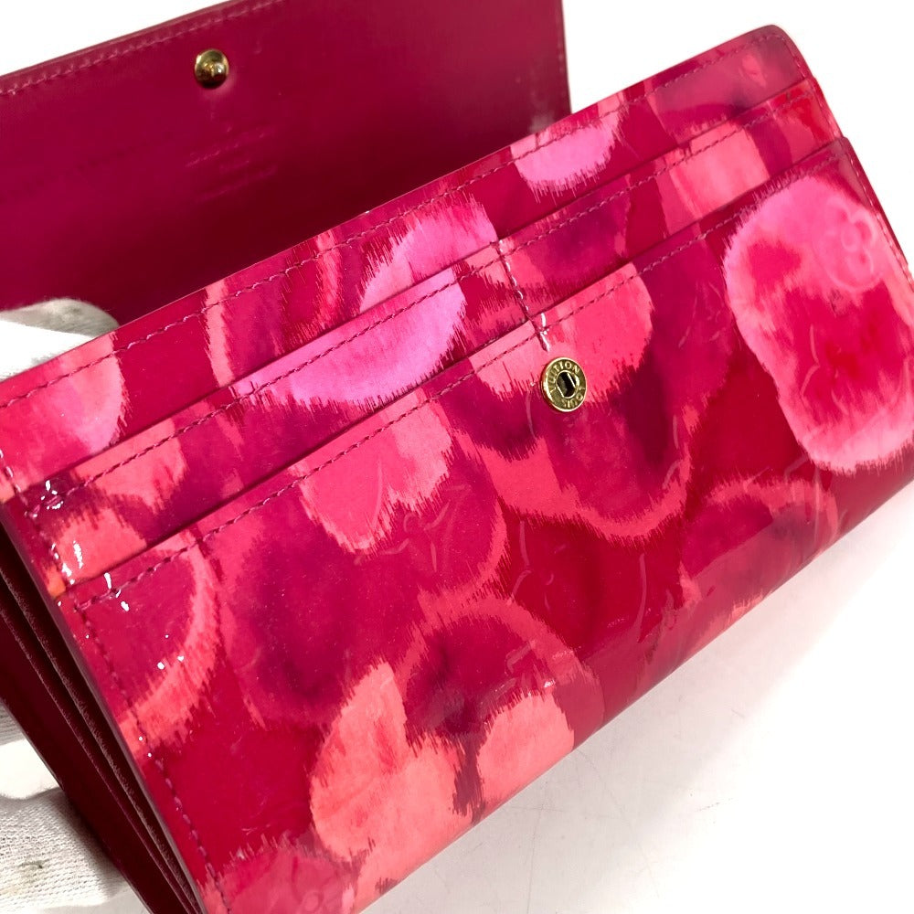 LOUIS VUITTON M90022 モノグラムイカットフラワー ポルトフォイユサラ ロングウォレット フラップ 花柄 長財布 エナメル ユニセックス ローズアンディアンピンク ピンク