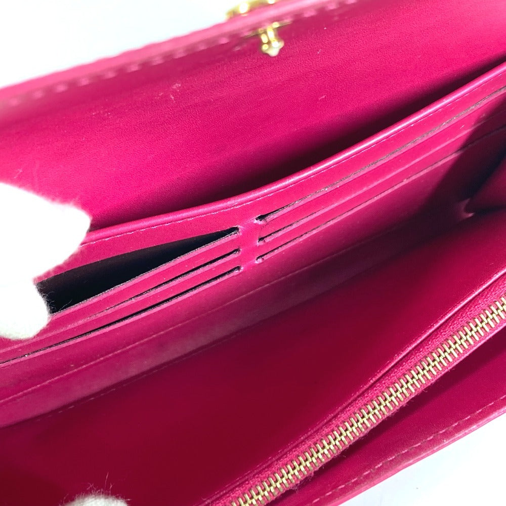 LOUIS VUITTON M90022 モノグラムイカットフラワー ポルトフォイユサラ ロングウォレット フラップ 花柄 長財布 エナメル ユニセックス ローズアンディアンピンク ピンク