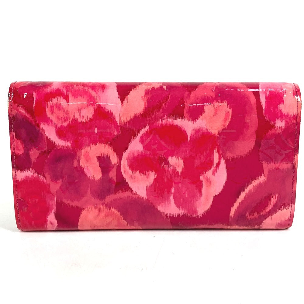 LOUIS VUITTON M90022 モノグラムイカットフラワー ポルトフォイユサラ ロングウォレット フラップ 花柄 長財布 エナメル ユニセックス ローズアンディアンピンク ピンク