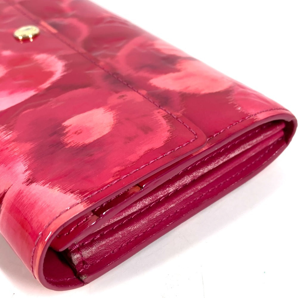 LOUIS VUITTON M90022 モノグラムイカットフラワー ポルトフォイユサラ ロングウォレット フラップ 花柄 長財布 エナメル ユニセックス ローズアンディアンピンク ピンク