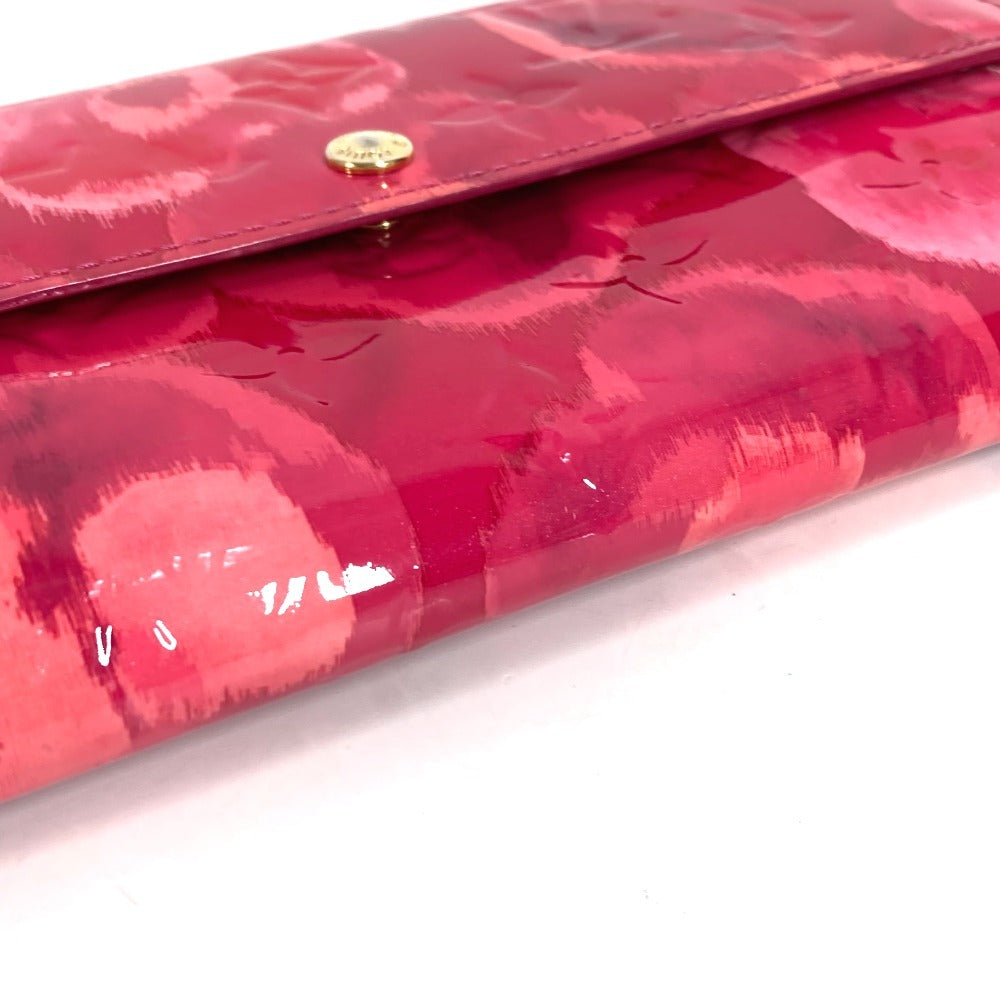 LOUIS VUITTON M90022 モノグラムイカットフラワー ポルトフォイユサラ ロングウォレット フラップ 花柄 長財布 エナメル ユニセックス ローズアンディアンピンク ピンク