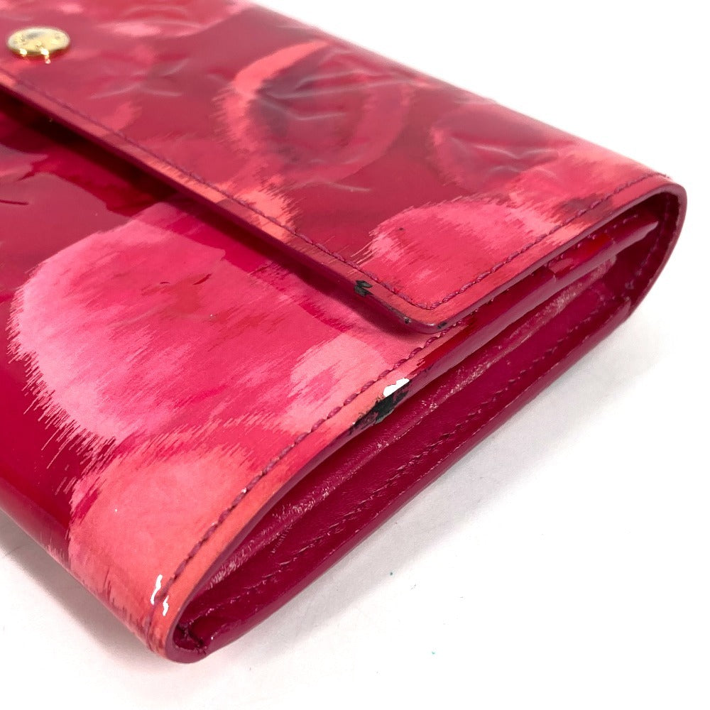 LOUIS VUITTON M90022 モノグラムイカットフラワー ポルトフォイユサラ ロングウォレット フラップ 花柄 長財布 エナメル ユニセックス ローズアンディアンピンク ピンク