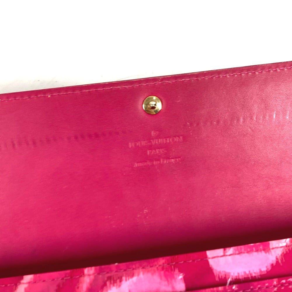 LOUIS VUITTON M90022 モノグラムイカットフラワー ポルトフォイユサラ ロングウォレット フラップ 花柄 長財布 エナメル ユニセックス ローズアンディアンピンク ピンク
