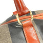 FENDI Vintage Pecan Logo Handbag Travel Bag Boston Bag PVC/Leather Unisex Khaki