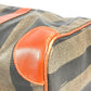 FENDI Vintage Pecan Logo Handbag Travel Bag Boston Bag PVC/Leather Unisex Khaki