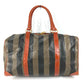FENDI Vintage Pecan Logo Handbag Travel Bag Boston Bag PVC/Leather Unisex Khaki