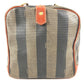 FENDI Vintage Pecan Logo Handbag Travel Bag Boston Bag PVC/Leather Unisex Khaki