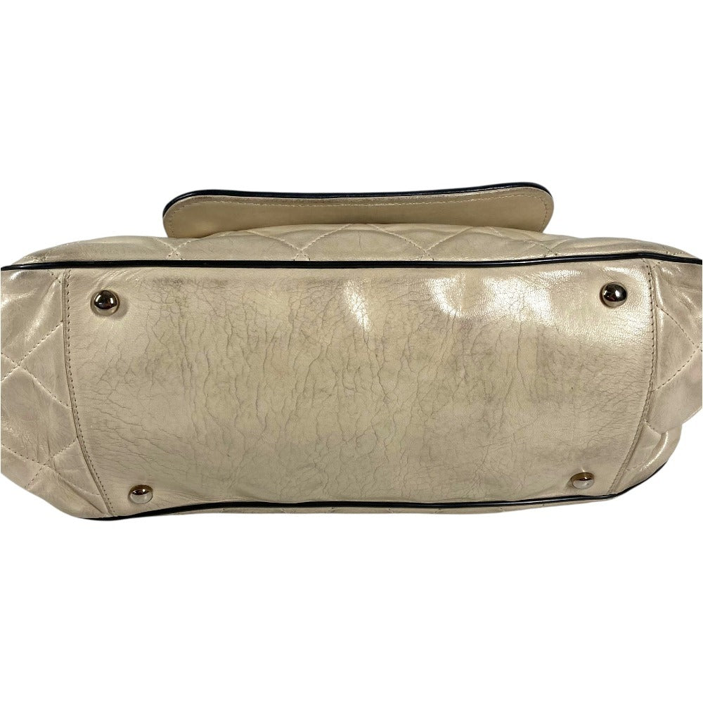 CHANEL East West CC Coco Mark Logo Quilted Matelasse 2.55 Hardware Handbag Shoulder W Chain Chain Bag Shoulder Bag Leather Unisex Beige