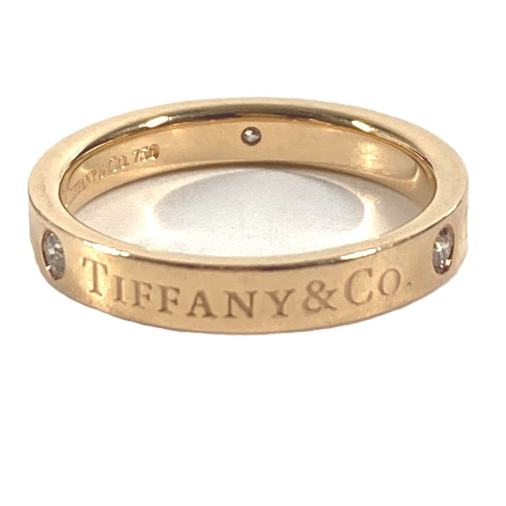 TIFFANY&Co. K18 Gold 18K Flat Band Diamond 3P Accessory Jewelry Ring YG750 Ladies Yellow