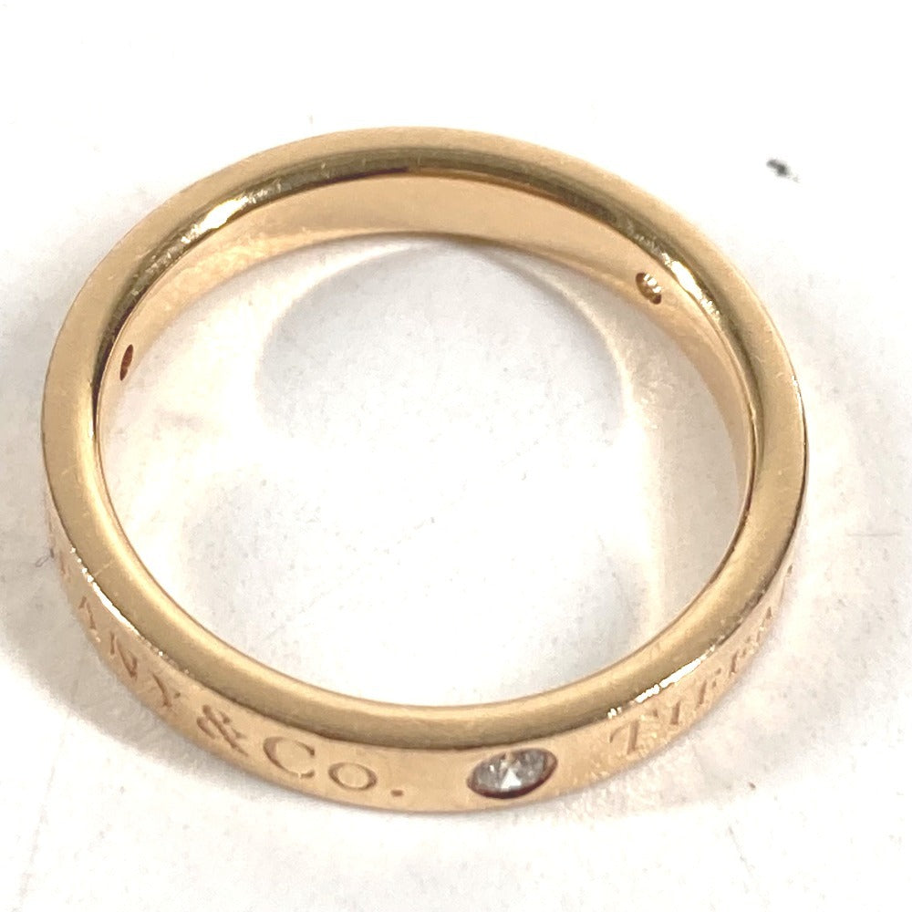 TIFFANY&Co. K18 Gold 18K Flat Band Diamond 3P Accessory Jewelry Ring YG750 Ladies Yellow