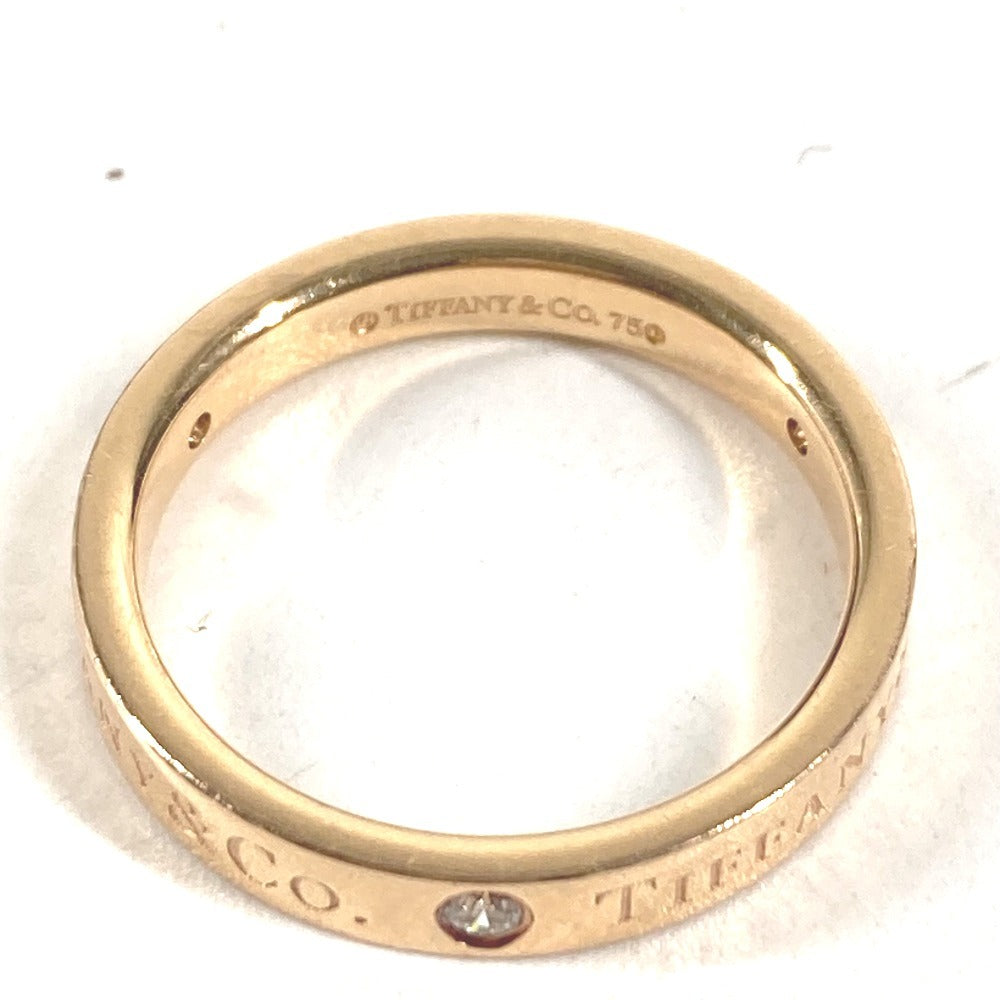 TIFFANY&Co. K18 Gold 18K Flat Band Diamond 3P Accessory Jewelry Ring YG750 Ladies Yellow