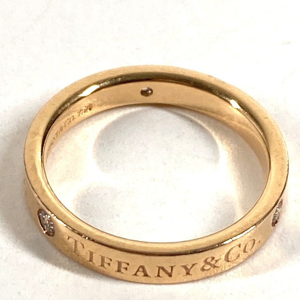 TIFFANY&Co. K18 Gold 18K Flat Band Diamond 3P Accessory Jewelry Ring YG750 Ladies Yellow