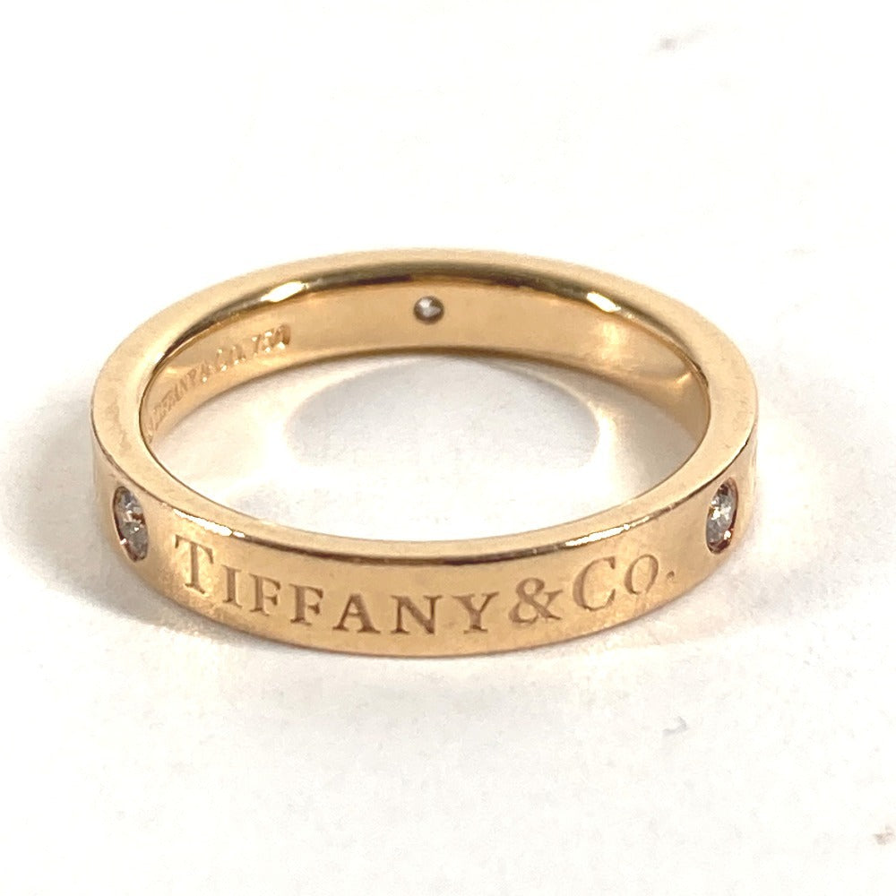 TIFFANY&Co. K18 Gold 18K Flat Band Diamond 3P Accessory Jewelry Ring YG750 Ladies Yellow