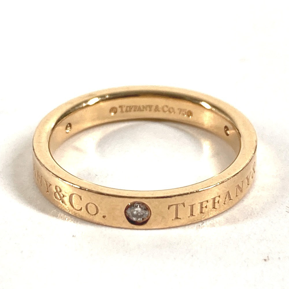TIFFANY&Co. K18 Gold 18K Flat Band Diamond 3P Accessory Jewelry Ring YG750 Ladies Yellow