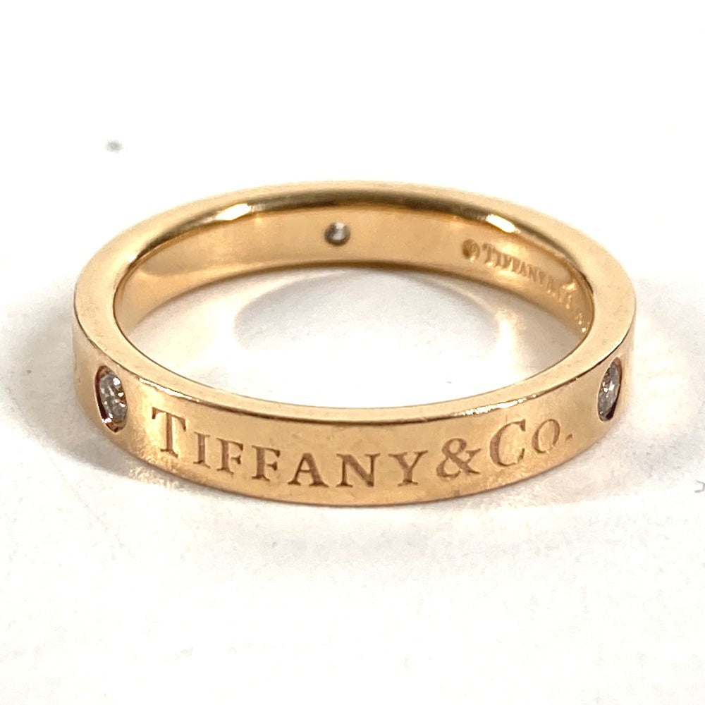 TIFFANY&Co. K18 Gold 18K Flat Band Diamond 3P Accessory Jewelry Ring YG750 Ladies Yellow