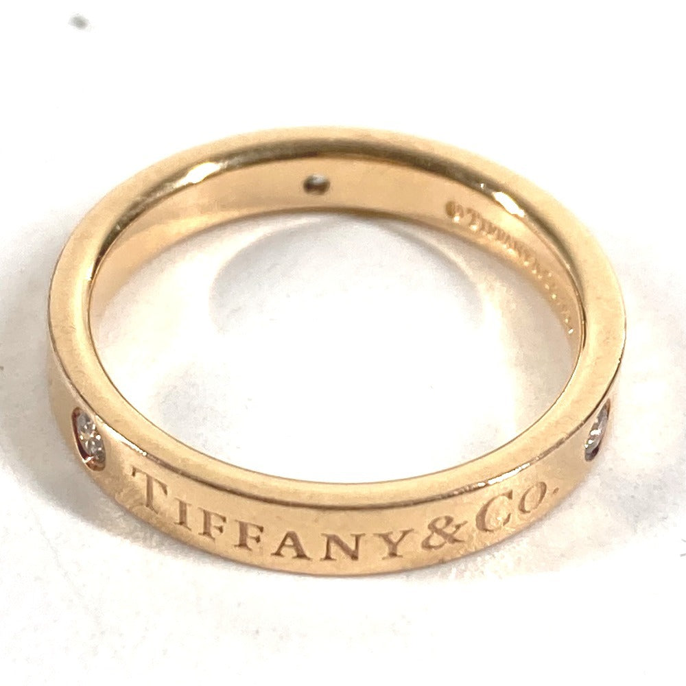 TIFFANY&Co. K18 Gold 18K Flat Band Diamond 3P Accessory Jewelry Ring YG750 Ladies Yellow