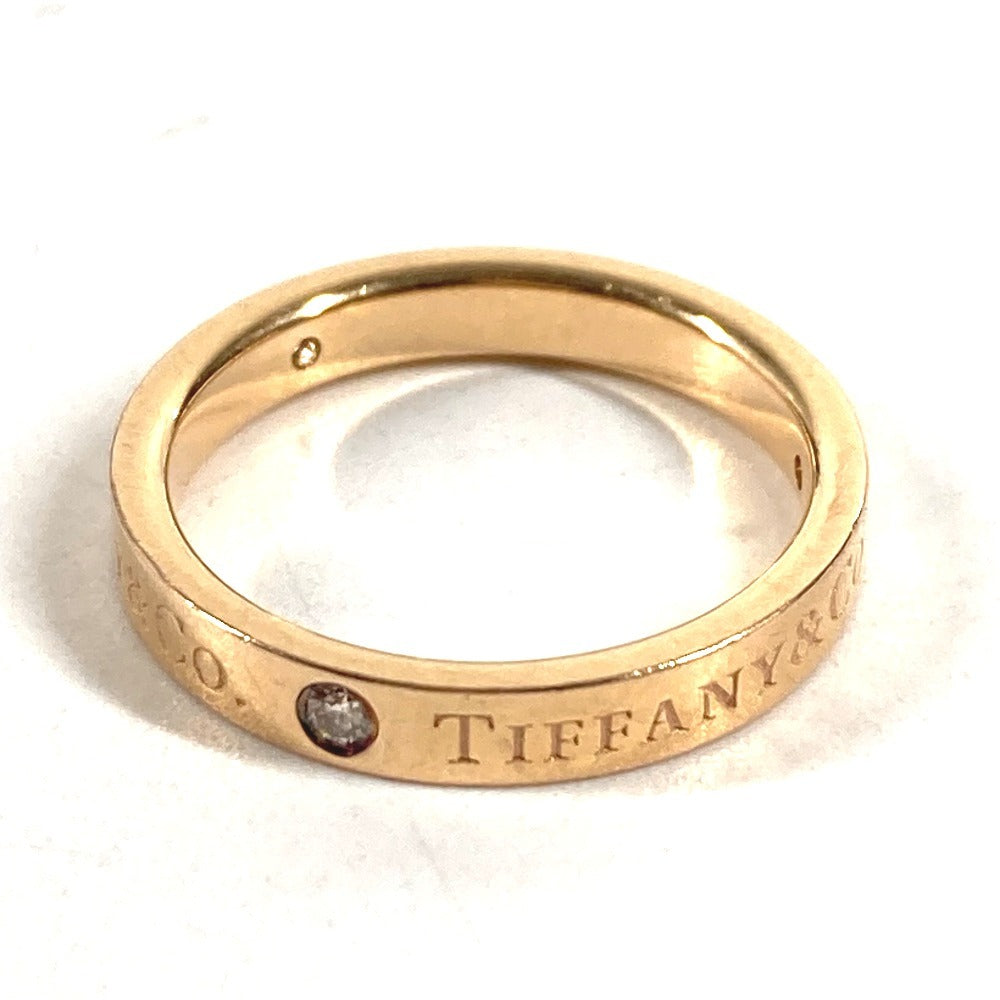 TIFFANY&Co. K18 Gold 18K Flat Band Diamond 3P Accessory Jewelry Ring YG750 Ladies Yellow