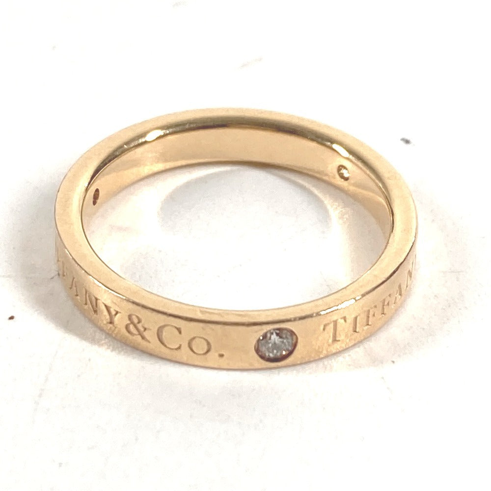 TIFFANY&Co. K18 Gold 18K Flat Band Diamond 3P Accessory Jewelry Ring YG750 Ladies Yellow