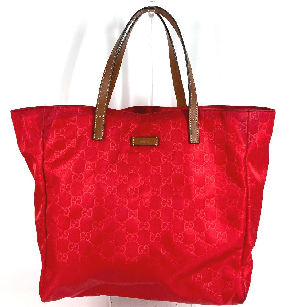 GUCCI 282439 ロゴ GG カバン 肩掛け トートバッグ ショルダーバッグ レザー/ナイロン ユニセックス レッド