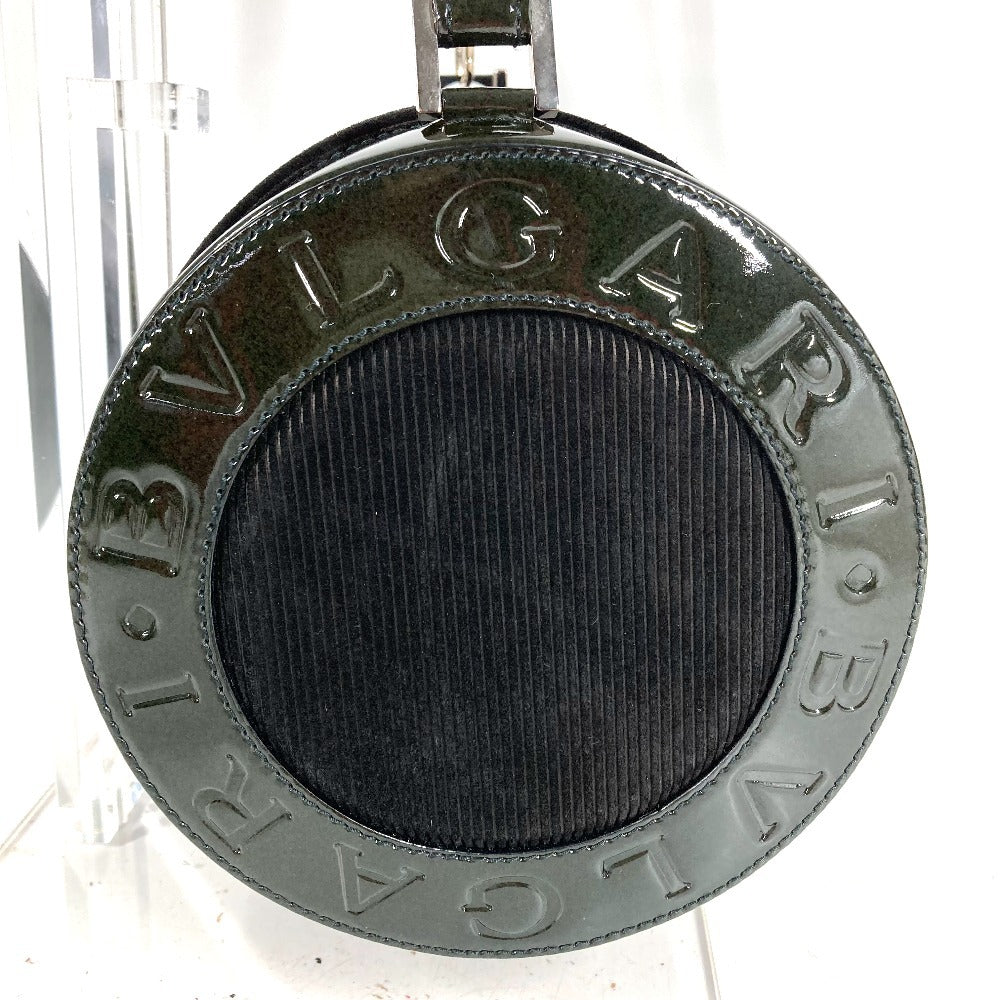 BVLGARI ブルガリブルガリ ロゴ ドラムバッグ カバン 肩掛け 筒形 ショルダーバッグ エナメル ユニセックス ブラック