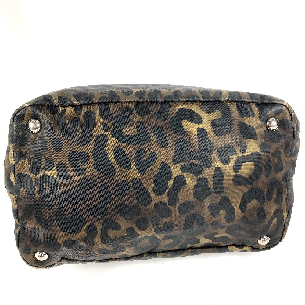 PRADA ロゴ 豹 ヒョウ柄 レオパード カバン 肩掛け トートバッグ ショルダーバッグ ナイロン ユニセックス ブラック