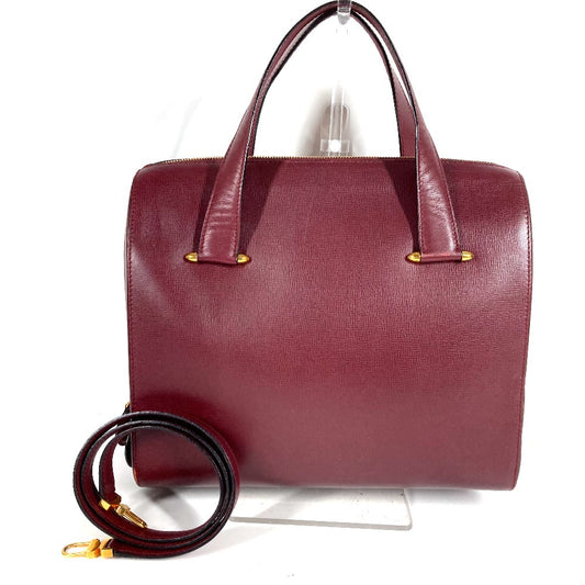 CARTIER マストライン ロゴ 2WAYバッグ トートバッグ ハンドバッグ カバン ビジネスバッグ レザー ユニセックス ワインレッド
