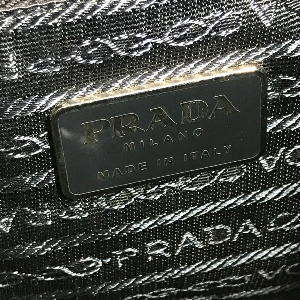 PRADA Triangle Logo Plate Shoulder Tote Bag Nylon Unisex Navy