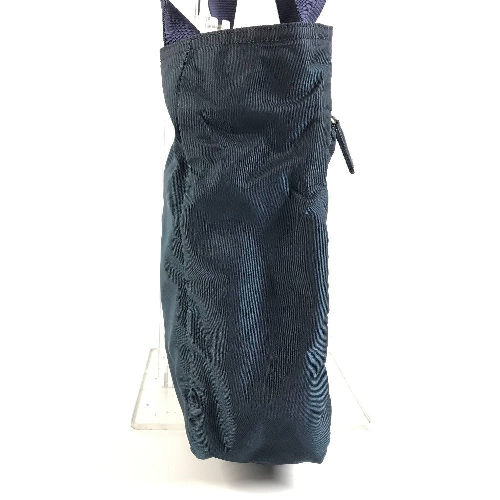 PRADA Triangle Logo Plate Shoulder Tote Bag Nylon Unisex Navy