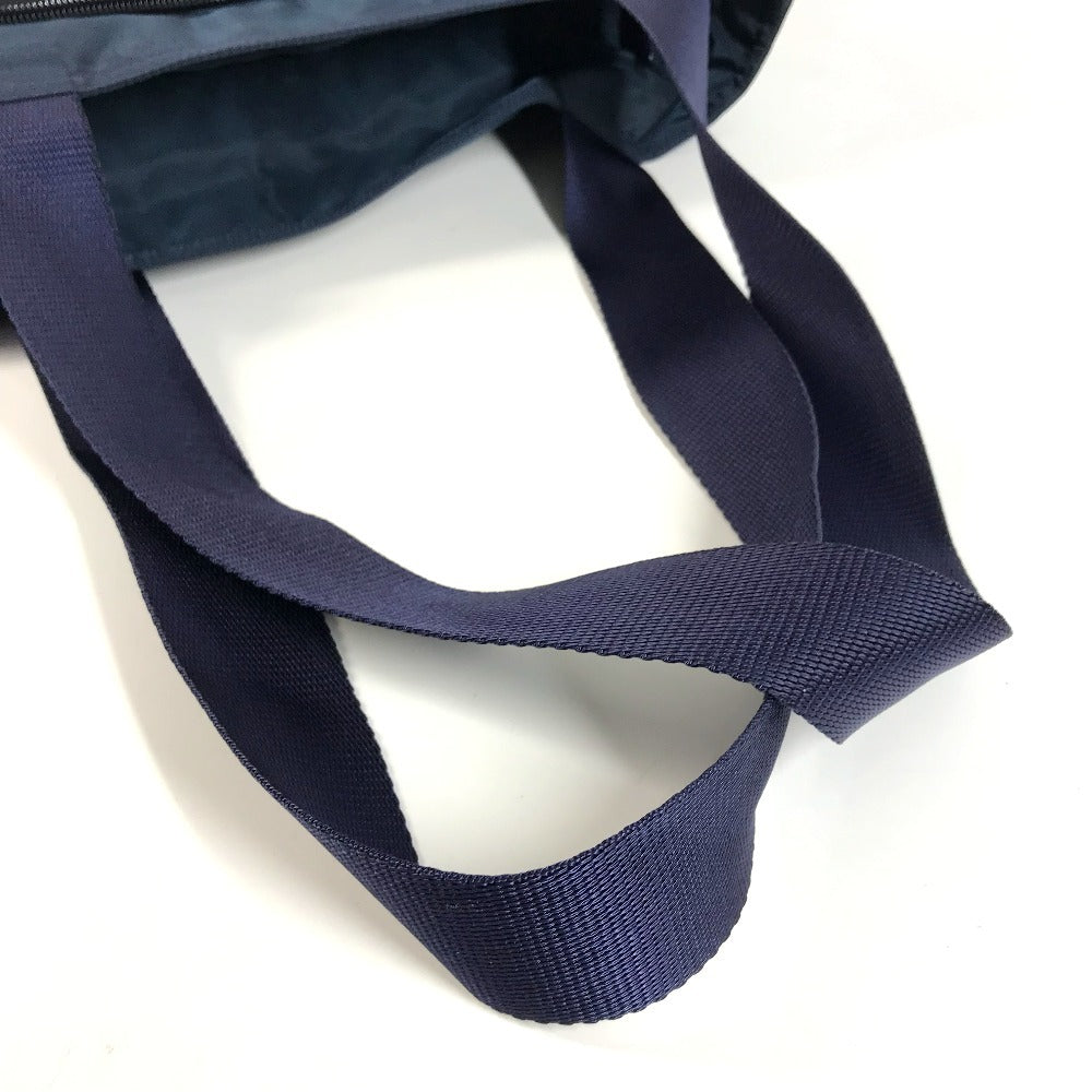 PRADA Triangle Logo Plate Shoulder Tote Bag Nylon Unisex Navy