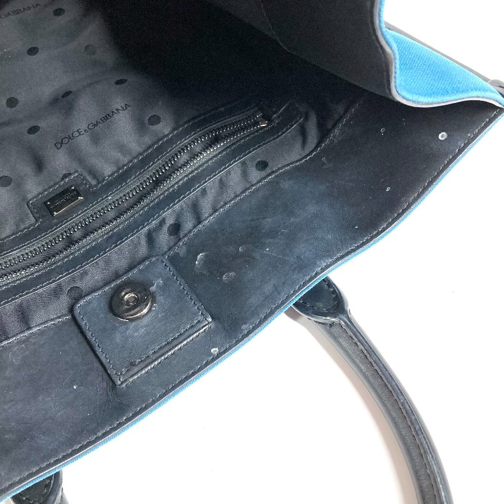 DOLCE&GABBANA ショッピングバッグ ロゴ カバン 2WAYバッグ トートバッグ ショルダーバッグ レザー/キャンバス ユニセックス ブルー