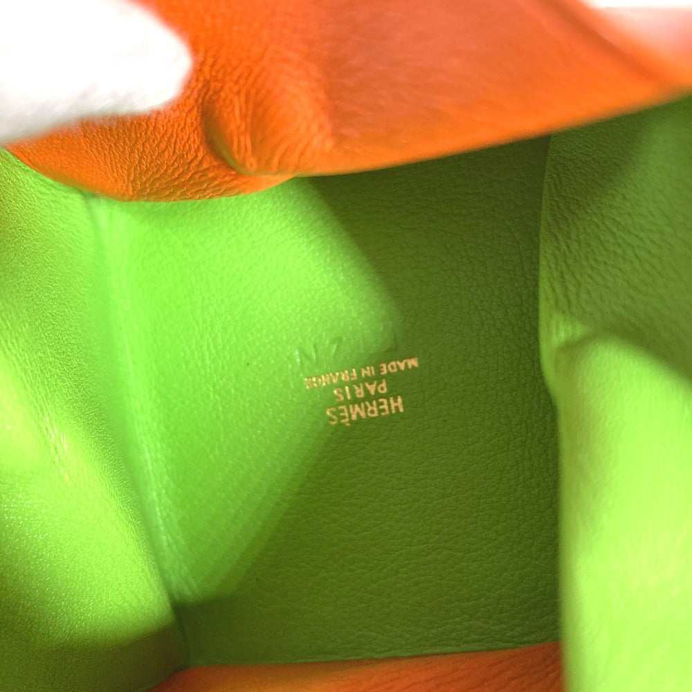 HERMES ズールー バイカラー スクエア 財布 小銭入れ コインケース レザー ユニセックス グリーン