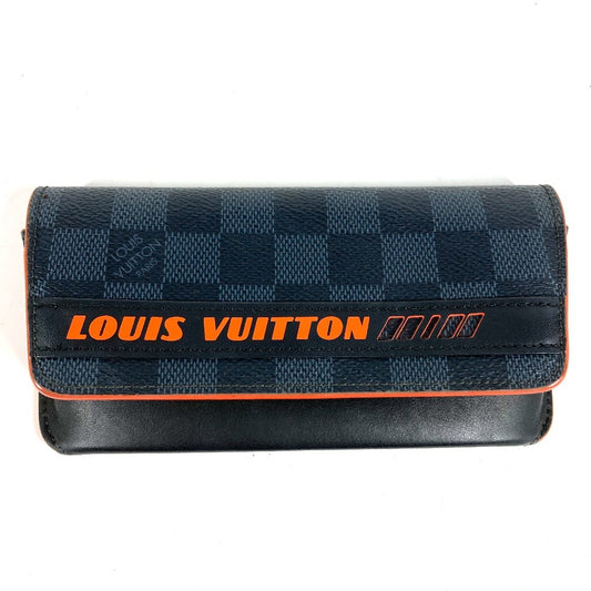 LOUIS VUITTON GI0380 Damier Cobalt Etui Lunette Woody Eyewear Eyeglass Case/Sunglasses Case/Pouch in Damier Cobalt Canvas, Unisex, Navy