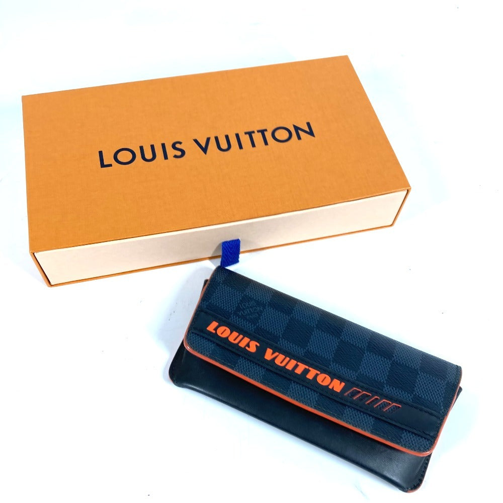 LOUIS VUITTON GI0380 Damier Cobalt Etui Lunette Woody Eyewear Eyeglass Case/Sunglasses Case/Pouch in Damier Cobalt Canvas, Unisex, Navy