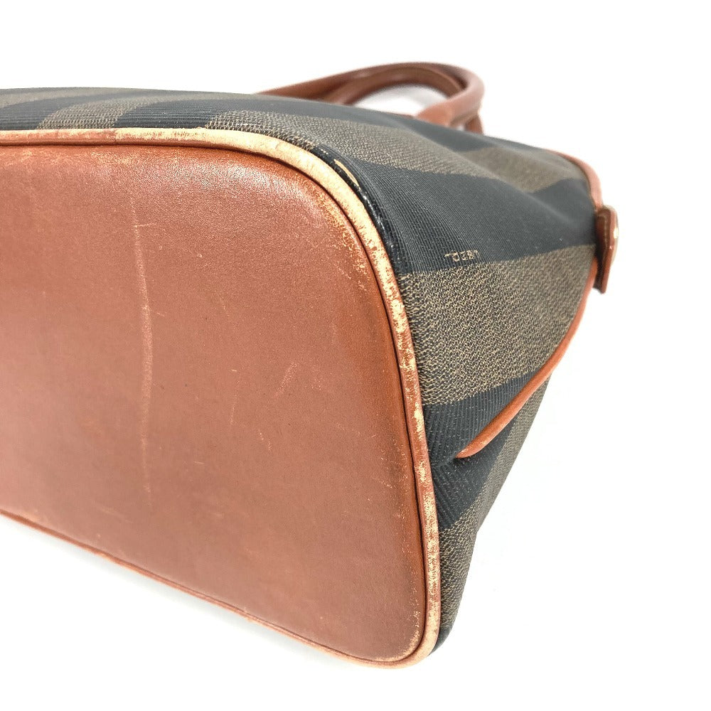 FENDI ヴィンテージ ペカン ロゴ カバン ハンドバッグ トートバッグ PVC/レザー レディース カーキ