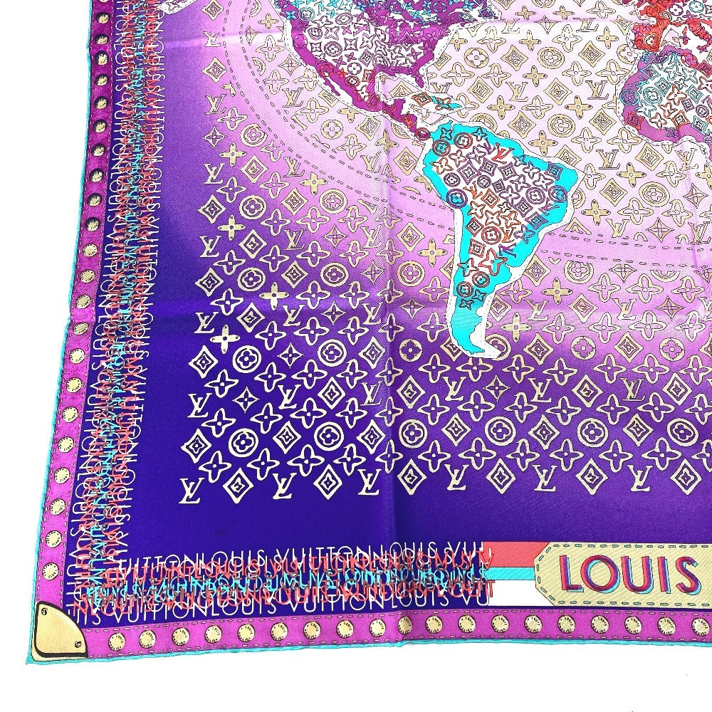 LOUIS VUITTON 不明 モノグラム 総柄 スカーフ シルク レディース パープル