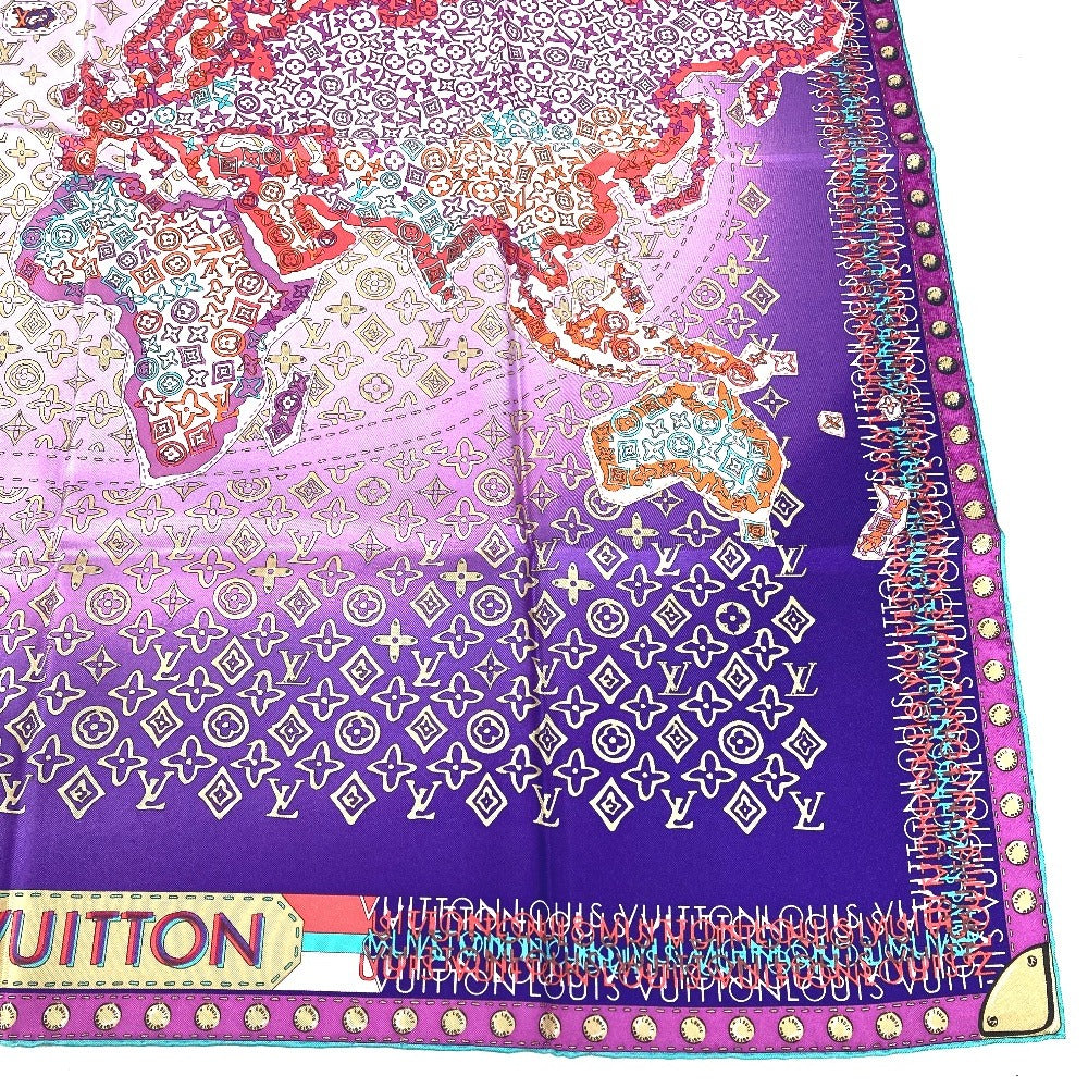 LOUIS VUITTON 不明 モノグラム 総柄 スカーフ シルク レディース パープル