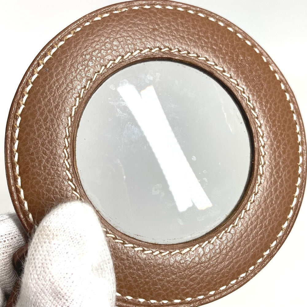 HERMES ルーペ ネックレス アクセサリー 紐 ネックレス レザー ユニセックス ブラウン