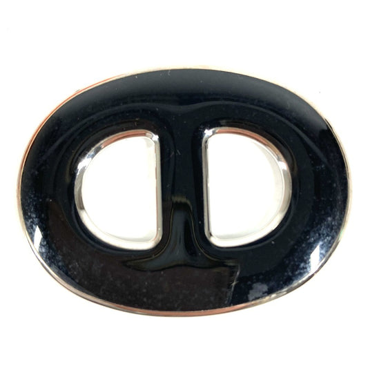 HERMES シェーヌダンクル ロゴ アクセサリー スカーフリング メタル ユニセックス ブラック