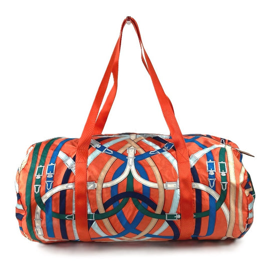 HERMES カヴァルカドゥール エアシルク ダッフル 44 カバン ボストンバッグ 肩掛け ショルダーバッグ シルク ユニセックス オレンジ